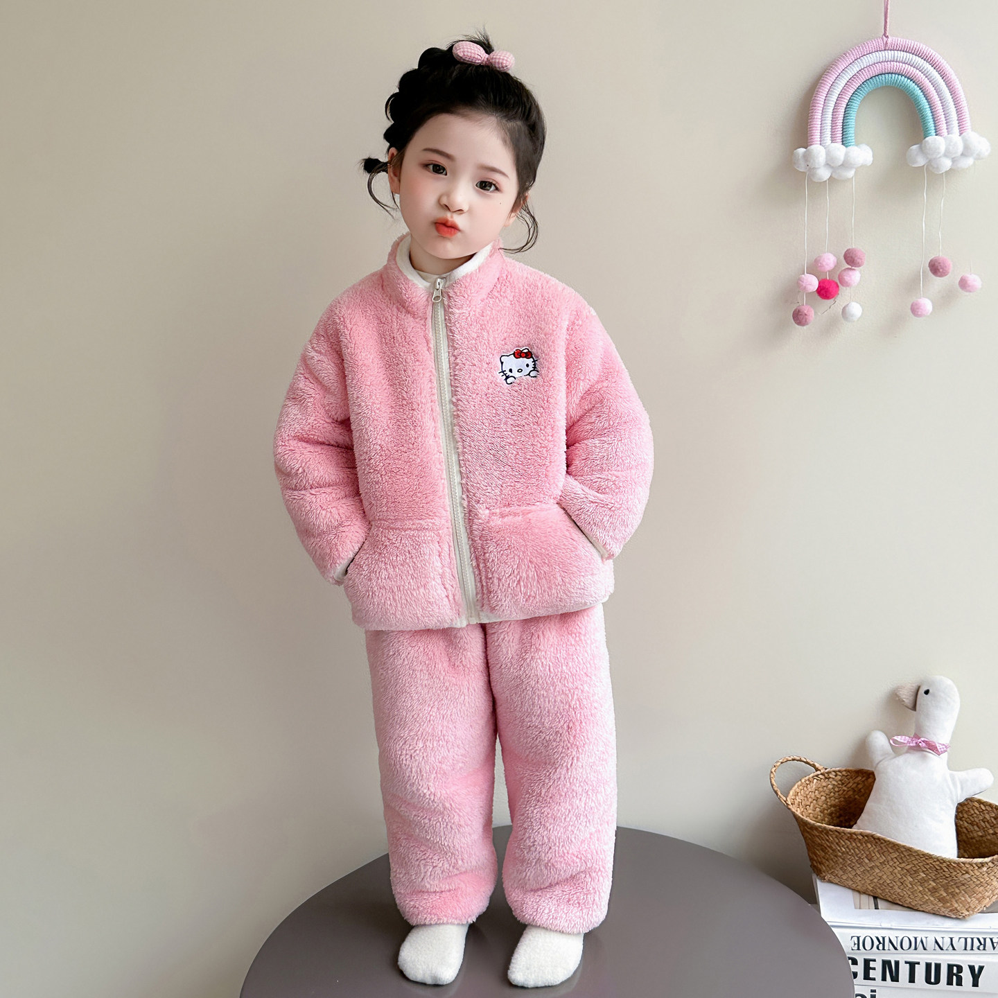 女童加绒加厚棉衣套装冬季2025新款儿童女宝珊瑚绒拉链家居服冬装,童装/婴儿装/亲子装,家居服套装,淘宝优惠券,粉丝福利购,淘宝优惠卷