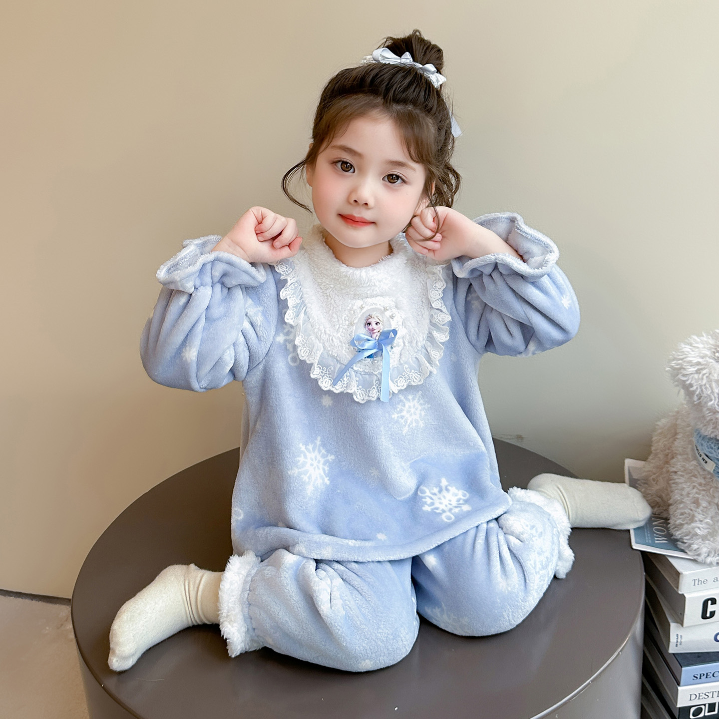 女童法兰绒睡衣套装秋冬2025新款