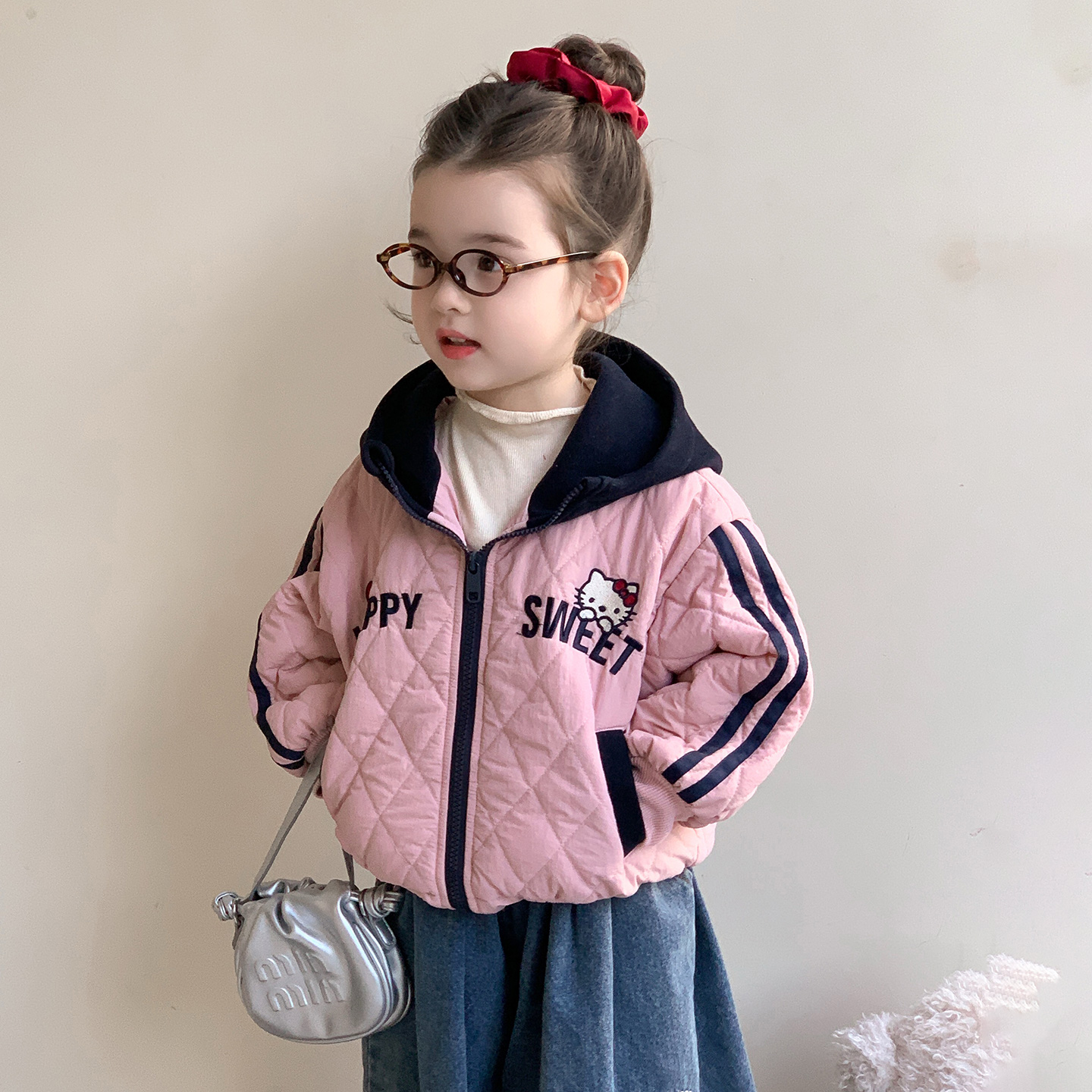 女童加绒棉衣冬季2025新款儿童女宝保暖加厚棉服冬装韩版百搭外套