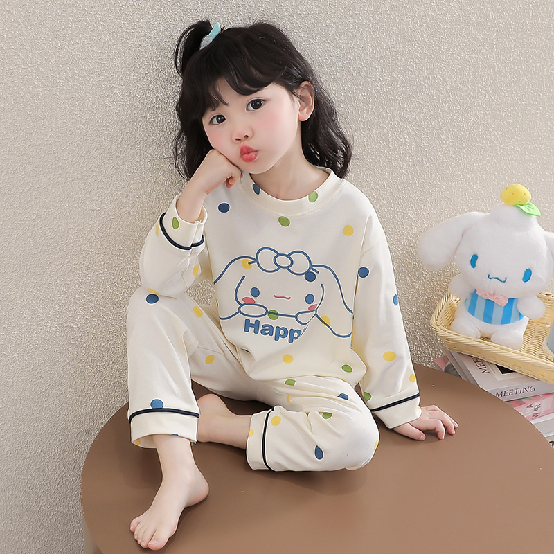 女童纯棉睡衣春秋薄款中小童长袖空调服小女孩春款儿童家居服套装