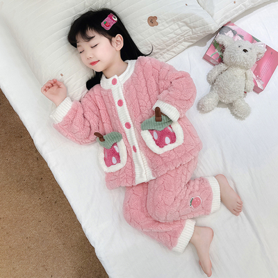 女童珊瑚绒家居服秋冬款套装