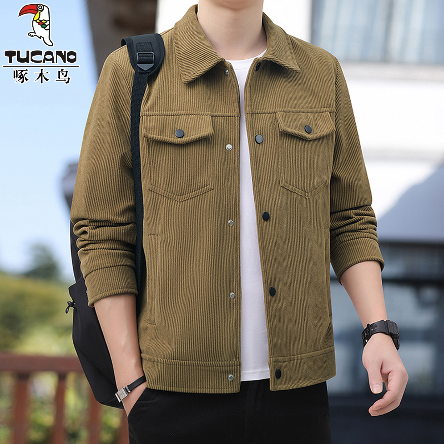 啄木鸟芯绒夹克男士2025新款外套