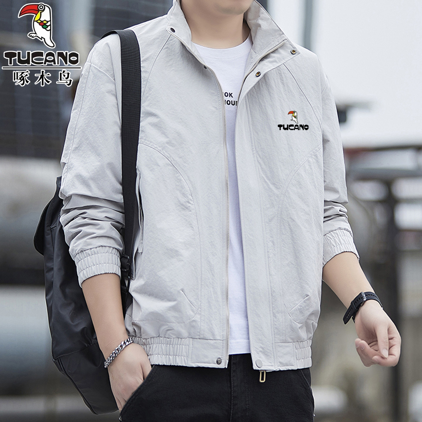 啄木鸟美式飞行员夹克男士春秋季2026新款休闲工装立领冲锋衣外套