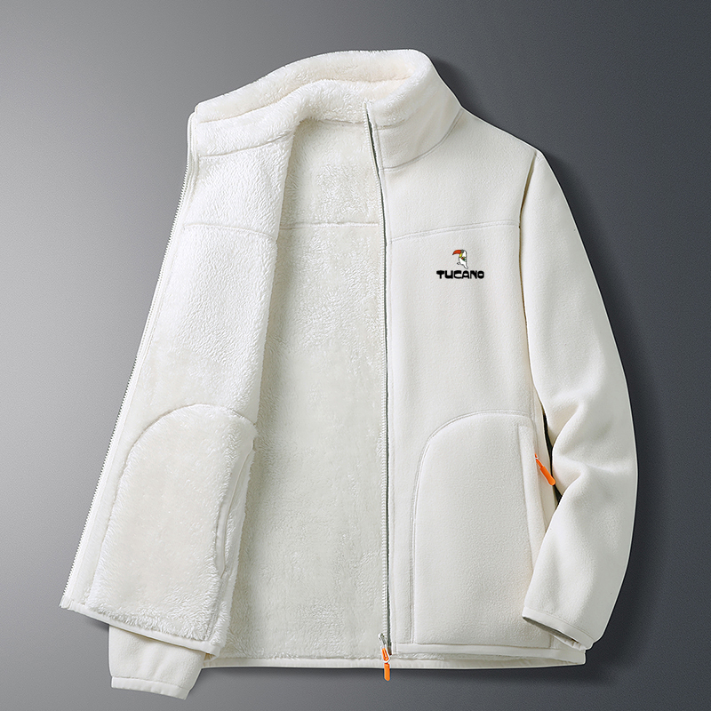 啄木鸟抓绒衣男双面穿保暖外套女