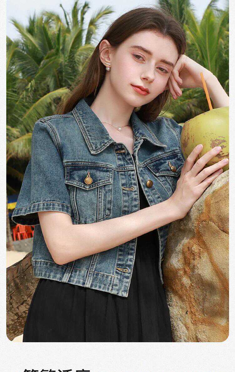 复古2024夏季复古牛仔外套
