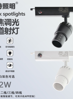 LED12w轨道灯调光射灯调焦美术馆咖啡厅射灯博物馆导轨灯COB射灯