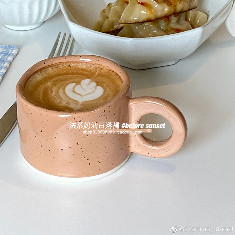 咖啡杯手捏风陶瓷杯ins风水杯