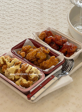 走失的blue韩式小食盘彩色长方形泼墨深盘烤碗烤盘