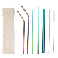 304 stainless steel straw set, colored metal straw bag set, long straws for milk tea, coffee and beverages thumbnail 4