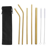 304 stainless steel straw set, colored metal straw bag set, long straws for milk tea, coffee and beverages thumbnail 7