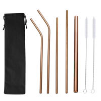 304 stainless steel straw set, colored metal straw bag set, long straws for milk tea, coffee and beverages thumbnail 8