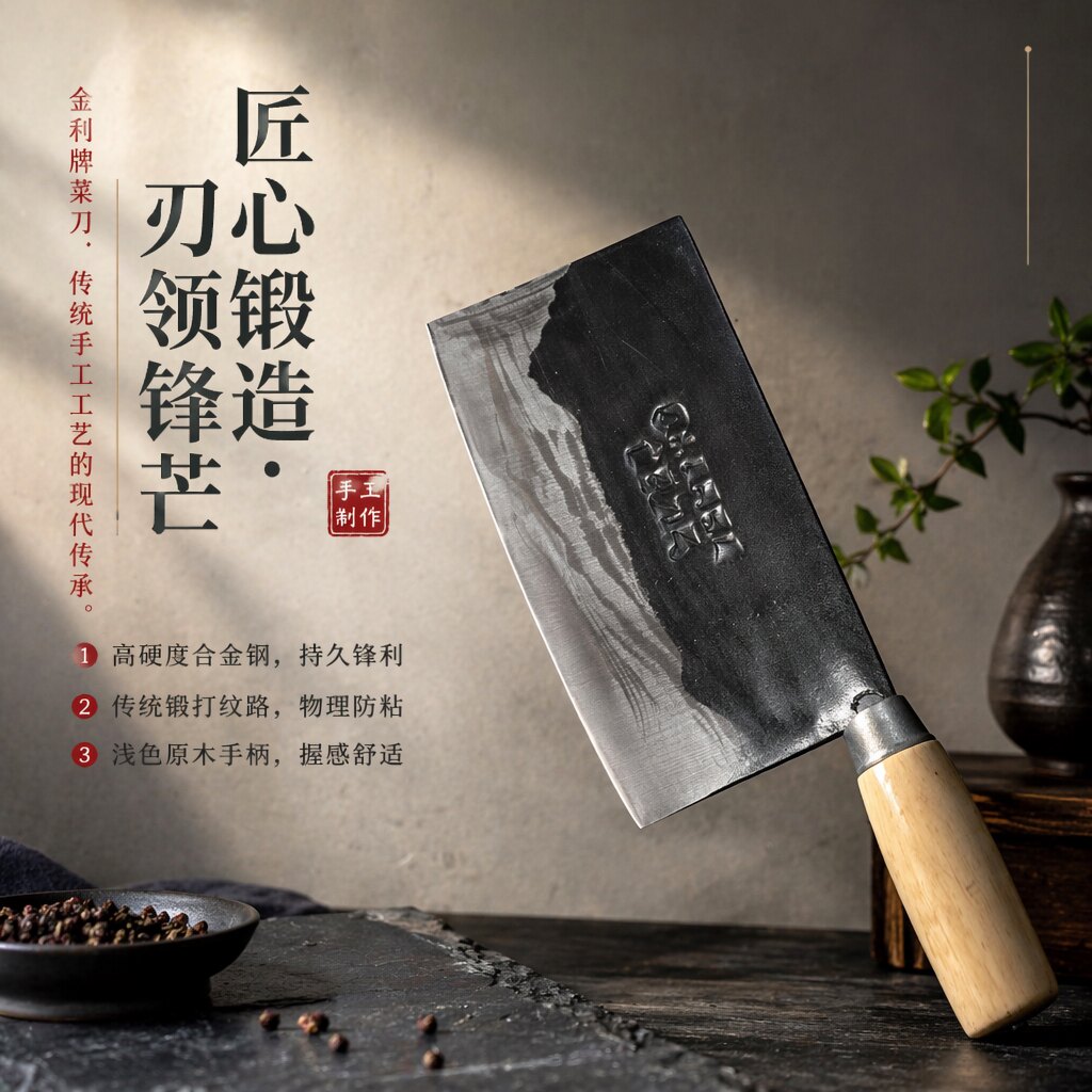 家用小铁菜刀纯手工铁刀切肉切菜切丝切片刀轻巧超锋
