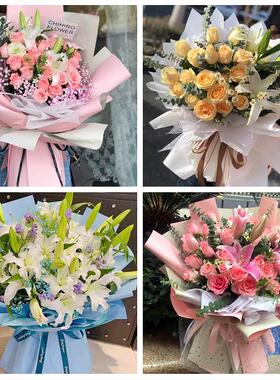 河池市巴马都安大化县宜州市同城鲜花店订玫瑰百合送女友老婆生日