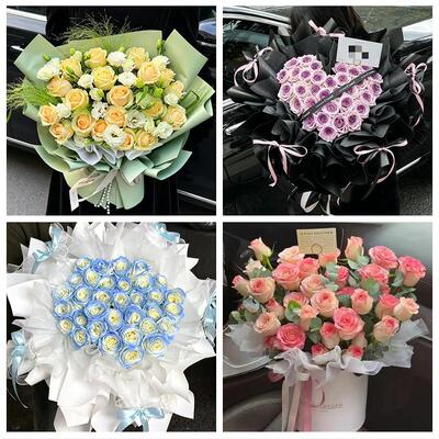 520玫瑰花束礼盒送女友河南三门峡市卢氏县义马灵宝市同城鲜花店