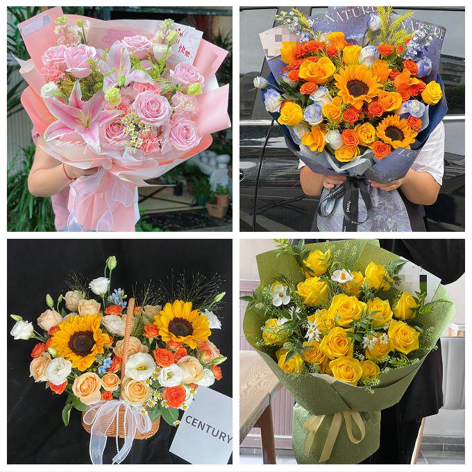 向日葵玫瑰混搭花束送朋友北京市平谷区密云区延庆区县同城鲜花店