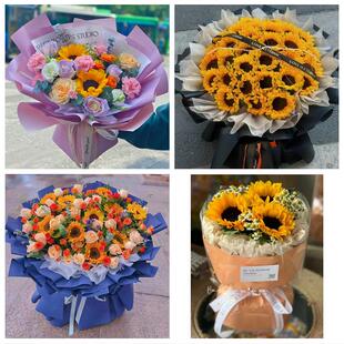 北京市昌平区延寿流村十三陵镇同城鲜花店学生高考向日葵玫瑰花束