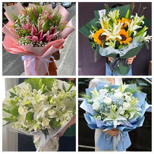 大庆市肇源县林甸杜尔伯蒙县同城鲜花店玫瑰百合花束送老婆女朋友