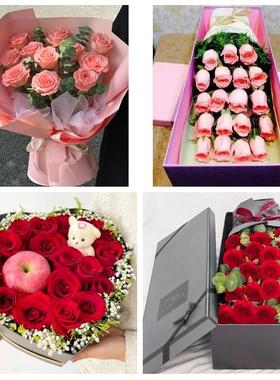 送北京市东城区天坛永定门外同城鲜花店平安夜玫瑰礼盒送女友老婆