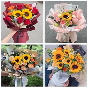 湖北省十堰市房县丹江口市附近同城鲜花店学生高考向日葵玫瑰花束