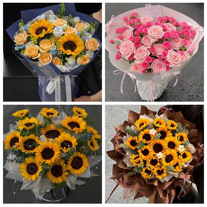 向日葵玫瑰混搭花束送朋友锦州市黑山县义县凌海北镇市同城鲜花店
