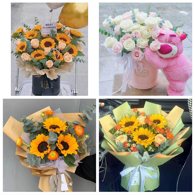 黑龙江伊春市西林区翠峦新青区同城鲜花店向日葵玫瑰混搭生日花束