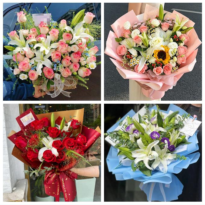 包头白云鄂博矿九原区固阳县同城鲜花店玫瑰百合花束送老婆女朋友