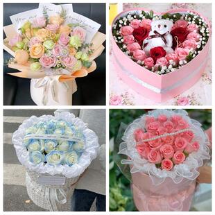 送鹰潭市月湖区余江县贵溪市同城鲜花店情人节玫瑰花束礼盒送女友