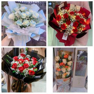 日照市东港岚山区五莲县莒县同城鲜花店情人节玫瑰花束礼盒送女友