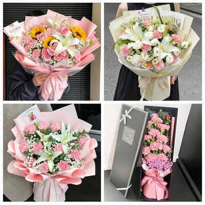 兰州市城关七里河西固安宁区同城鲜花店配送母亲节康乃馨百合花束
