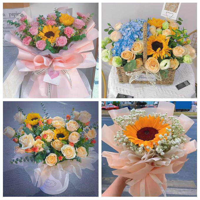 安徽马鞍山市当涂县含山县和县同城鲜花店向日葵玫瑰混搭生日花束