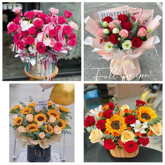 湖北宜昌市宜都市当阳市枝江市同城鲜花店向日葵玫瑰混搭生日花束