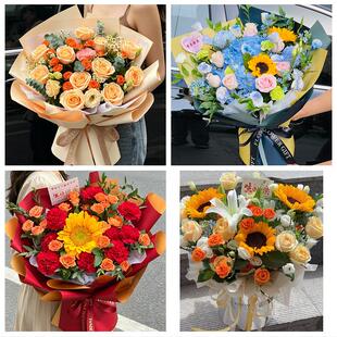 芜湖市芜湖县繁昌南陵无为县同城鲜花店送男士朋友向日葵玫瑰花束