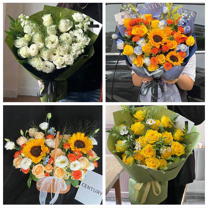 向日葵玫瑰混搭花束送朋友吕梁方山中阳交口县孝义汾阳同城鲜花店