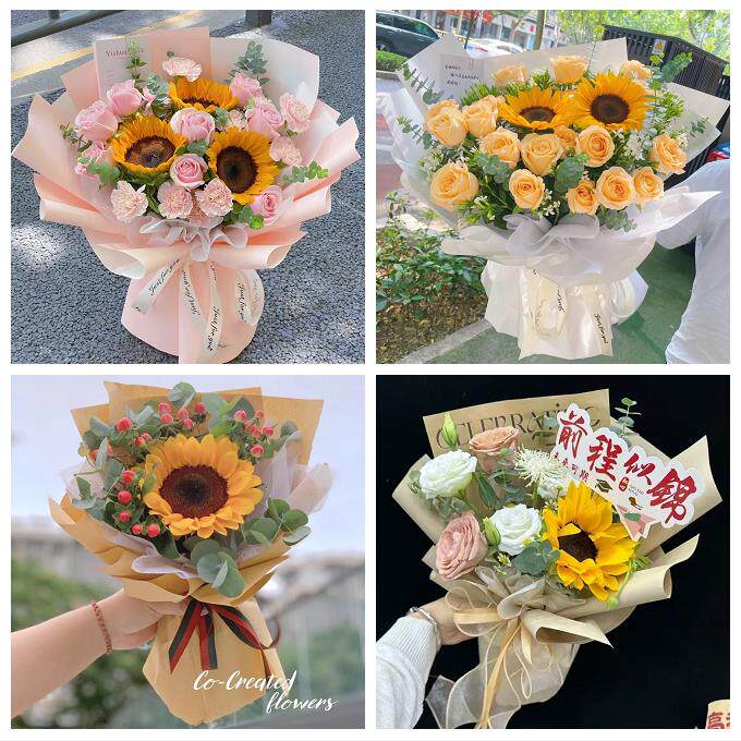 天津市宝坻区潮阳大口屯王卜庄同城鲜花店学生高考向日葵玫瑰花束