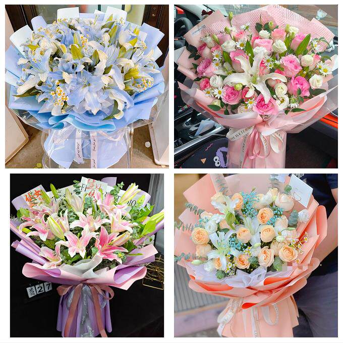 广东广州市天河白云黄埔番禺区同城鲜花店送玫瑰百合花束老婆生日