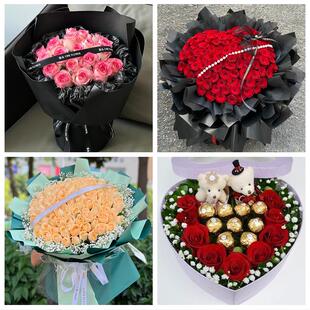 送湖南娄底市冷水江市涟源市同城鲜花店情人节送老婆玫瑰表白女友