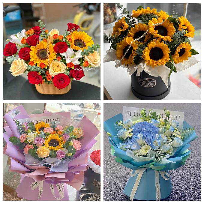 四川南充市南部县营山县蓬安县同城鲜花店向日葵玫瑰混搭生日花束