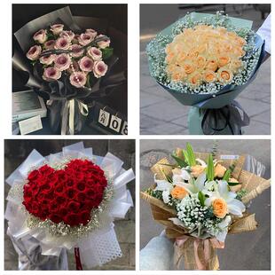 上海市青浦区朱家角练塘金泽镇同城鲜花店送11朵33枝玫瑰表白女友