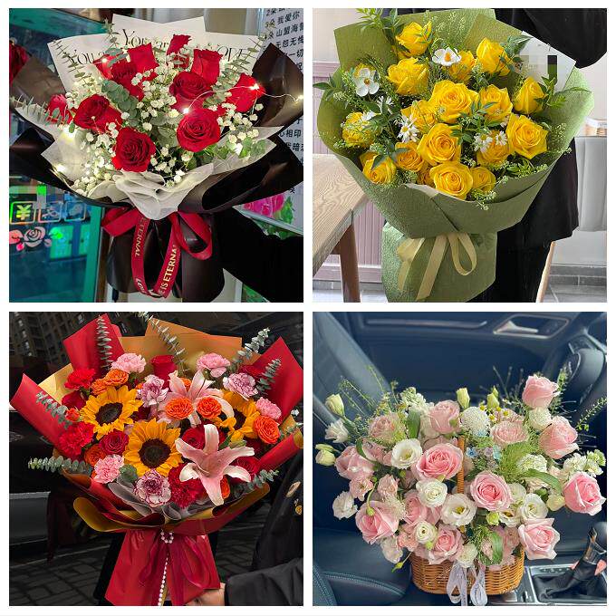 向日葵玫瑰混搭花束送朋友衡水市饶阳安平县故城县景县同城鲜花店