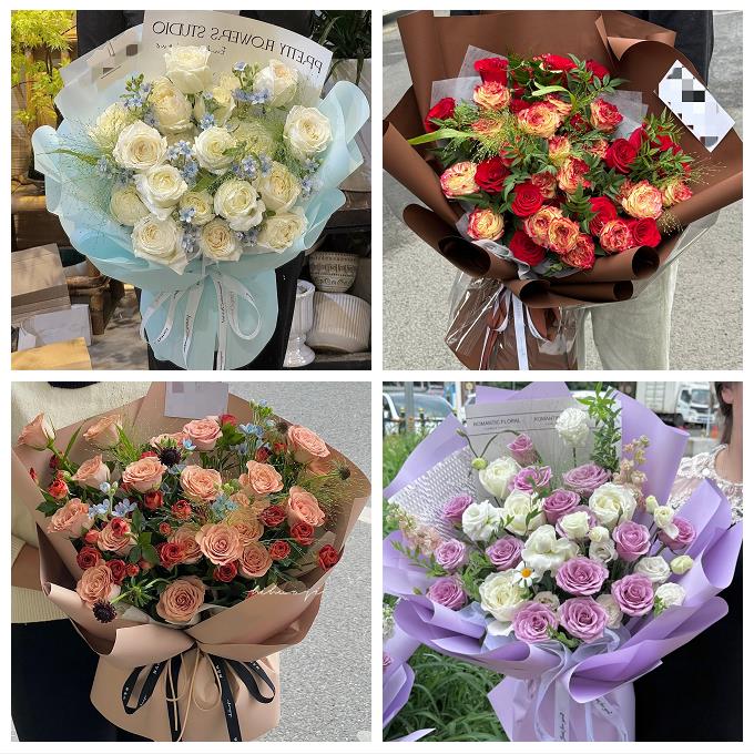 九江市濂溪浔阳区九江武宁县同城鲜花店送卡布碎冰蓝玫瑰生日花束