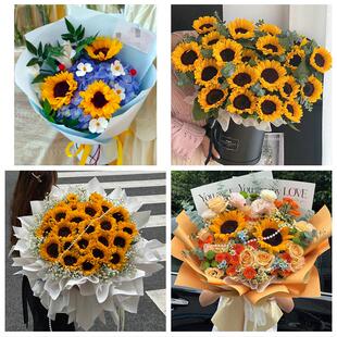 中高考向日葵玫瑰混搭花束送临夏州临夏市康乐县永靖县同城鲜花店