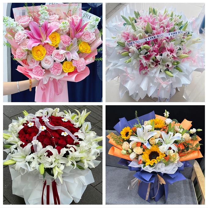 天津南开向阳路嘉陵道王顶堤同城鲜花店玫瑰百合花束送老婆女朋友