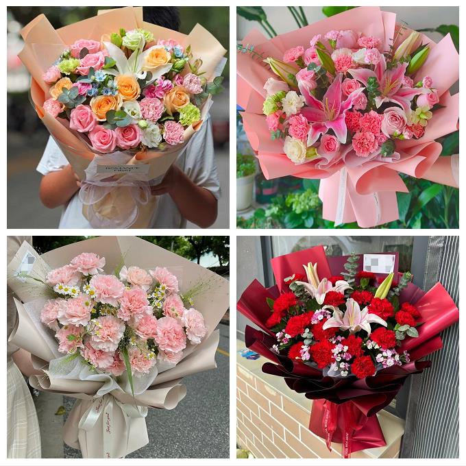 烟台市芝罘福山区牟平莱山区同城鲜花店配送教师节康乃馨百合花束