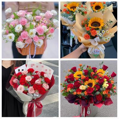 库尔勒市轮台且末县和静博湖县同城鲜花店送老师长辈康乃馨向日葵