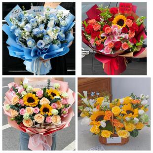 送上海市杨浦区四平路控江路同城鲜花店送男士朋友向日葵玫瑰花束