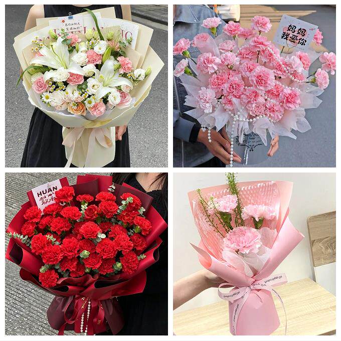 淄博市周村区桓台高青沂源县同城鲜花店配送母亲节康乃馨百合花束