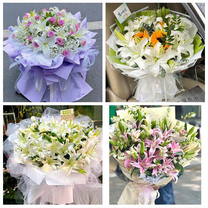 河南洛阳市老城区西工区瀍河区同城鲜花店送玫瑰百合花束老婆生日