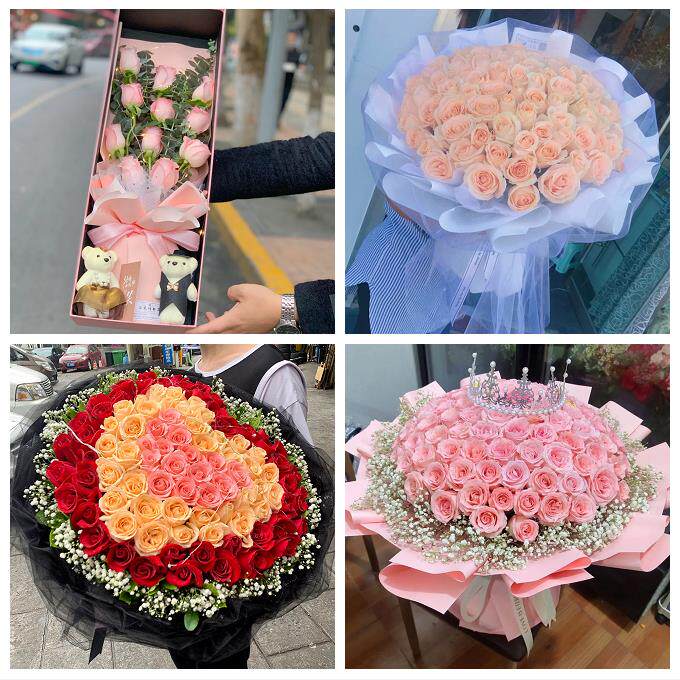 送济南市历下区市中区槐荫区同城鲜花店女神节玫瑰花束送老婆女友