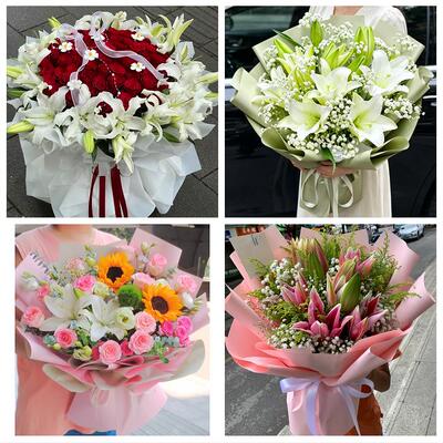百色市右江区田阳田东平果县同城鲜花店玫瑰百合花束送老婆女朋友