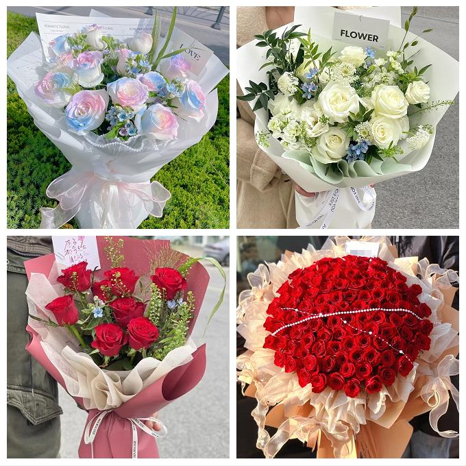 辽源市龙山西安区东丰东辽县同城鲜花店送卡布碎冰蓝玫瑰生日花束